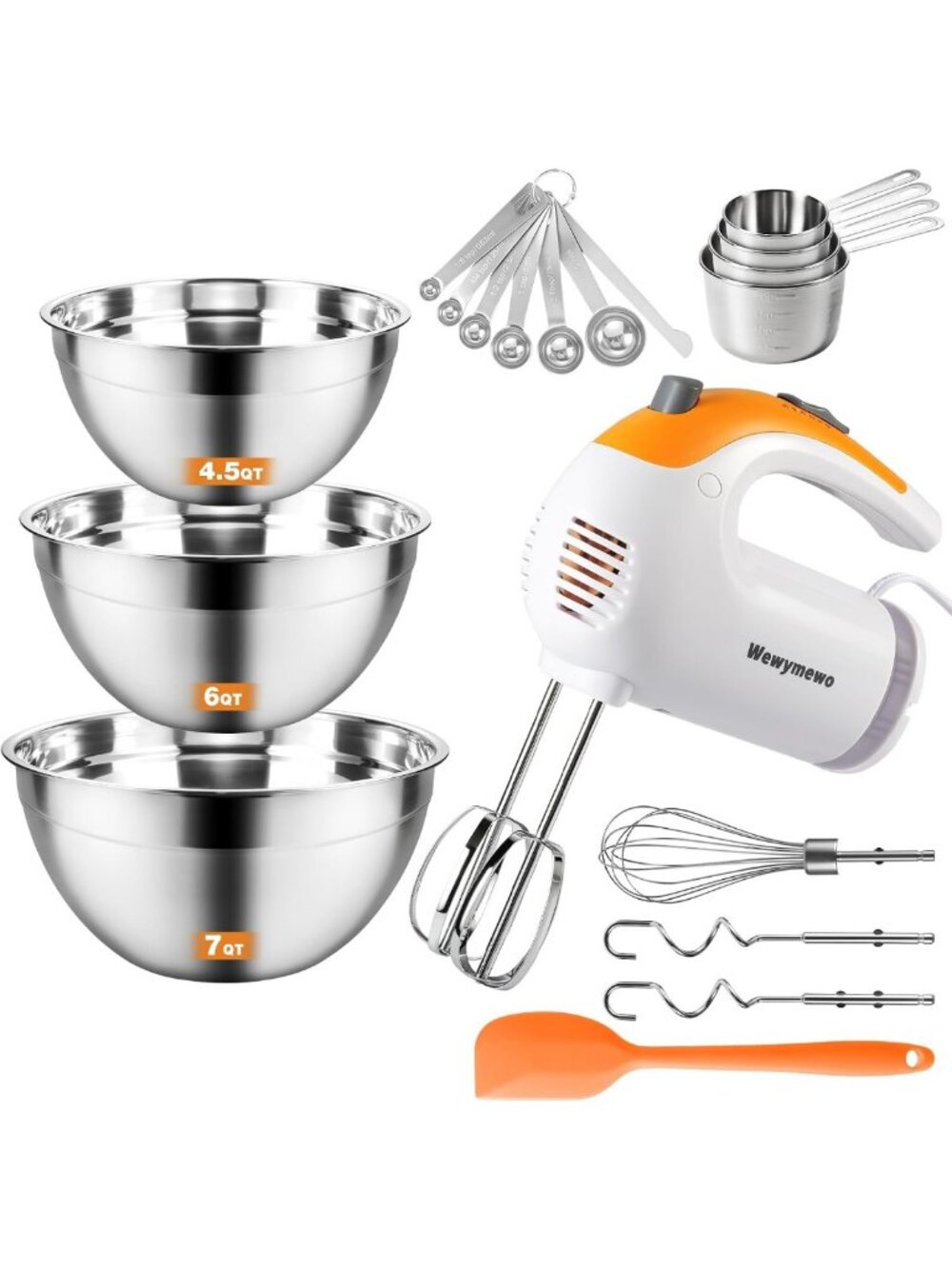 5-Speed 300W Hand Mixer with Bowls & Accessories for Baking | Complete Kitchen